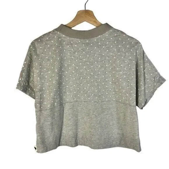 Nike Sportswear Gray Polka Dot Crop Short Sleeve Athletic T-Shirt M - Picture 3 of 6